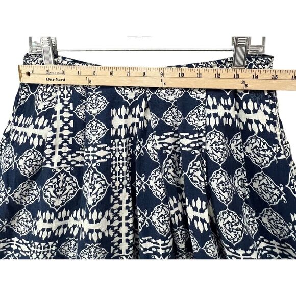 Ganesh Skirt Womens US 4-6 Blue White Linen Aztec Geo Pleated Boho Indie Chic - Picture 7 of 15